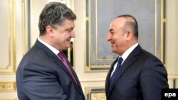 Украина президенті Петр Порошенко мен Түркия сыртқы істер министрі Мевлют Чавушоглу. Киев, 10 қараша 2014 жыл.