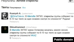 Dilmukhammed есімді интернет-пайдаланушының twitter-дегі жазбасы. 7 қаңтар 2013 жыл. Twitter әлеуметтік желісінен алынған скриншот. 